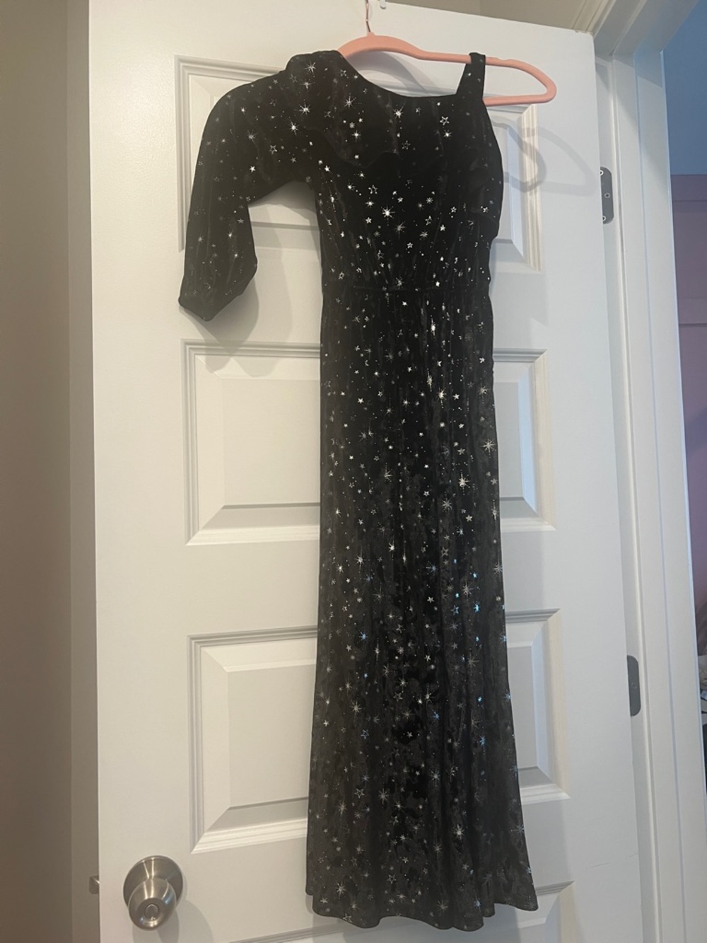 Justice Black One-Shoulder Star Print Maxi jumpsuit